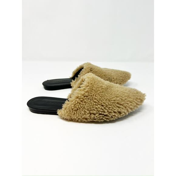 Jenni Kayne Shearling Flat Pointy Toe Mule Slip On Shoe Natural Brown EU 37 - Picture 6 of 9